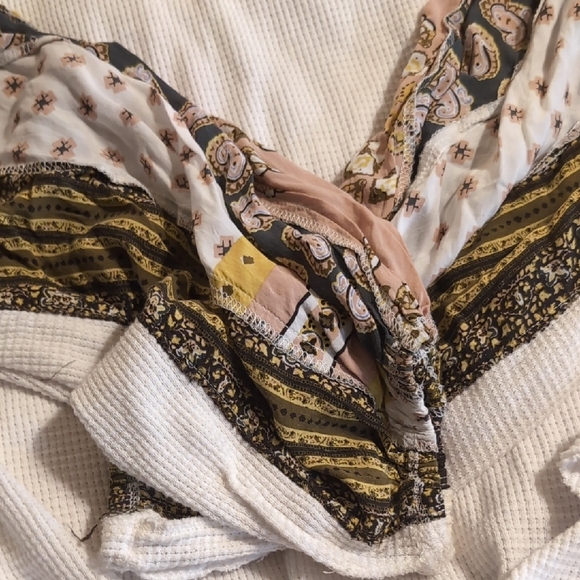 We The Free White and Gold Patchwork Blouse - Picture 3 of 5